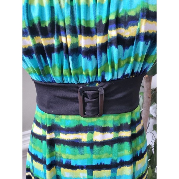 Iz Byer Women Multicolor Tie Dye Square Neck Sleeveless Belted Top Blouse Size M - Picture 3 of 10